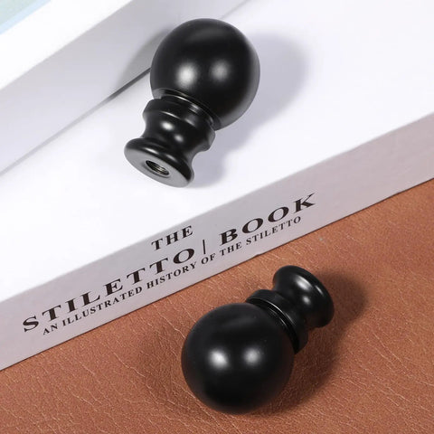 2 Pack Black Lamp Finials And Shade Toppers With Oil Rubbed Metal Nut Screw Cap Ball Knob Topper Decorative On Book