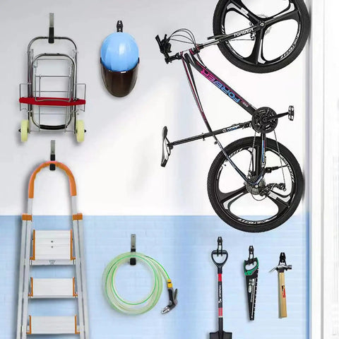 Heavy Duty Steel Utility Hooks 2 Pack For Garage Wall Mount Storage Garden Tool Organizer Anti Slip PVC Coated Hooks holds bike