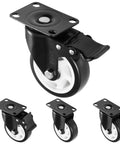 Heavy Duty Caster Wheels With Brakes For Carts And Furniture, 4 Pack Black Casters With Double Ball Bearing Swivel Heads