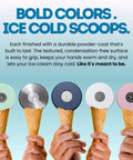 Vacuum Insulated Pint Container That Locks In The Frosty Vibe For Your Favorite Ice Cream Pints showcased in bold colors with cones.