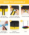 Step-by-step assembly guide for 40 Inch Saucer Swing For Kids And Adults, Heavy Duty 700 Lbs Capacity, 900D Oxford Fabric Swing.
