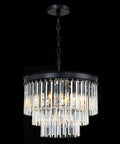 Black Finish 3-Tier Crystal Chandelier Showstopper Lighting Fixture With Real K9 Crystals, Hanging Pendant Ceiling Light