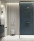 Modern bathroom with Statement Wall Mount Handshower Holder for Easy Pivot and Boss Level Adjustable Angle on tiled wall