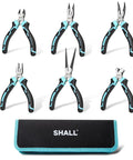 Mini Pliers Set Six Piece Everyday Hand Tool Kit With Needle Nose Long Nose Bent Nose Diagonal End Cutting And Linesman Pliers Plus Compact Portable Pouch For Crafts Electronics Jewelry Repair And DIY Projects, six pliers with pouch