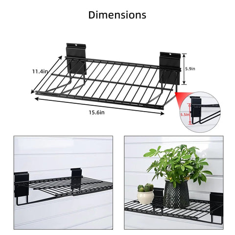 Heavy Duty Slatwall Shelves 16 Inch Wide Wire Shelf Organizer For Garage Workshop Kitchen and Office Slatwall Accessories Durable Powder Coated Finish 2 Pack