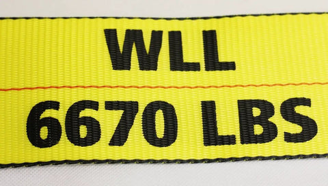 "WLL 6670 LBS" close-up on 4x30 Heavy Duty Ratchet Tie Down Straps With Flat Hooks 6670 Lbs WLL Built Tough For Flatbed Truck Trailers 2 Pack