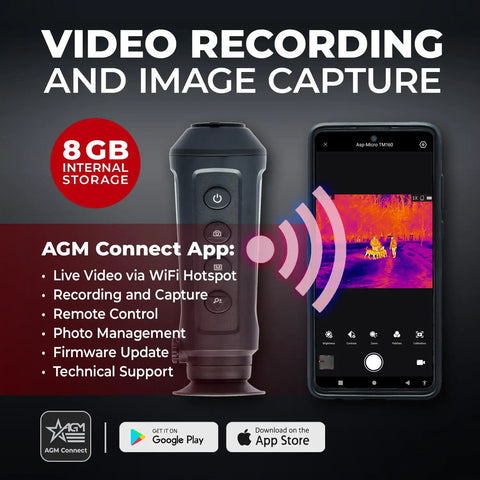 Asp Micro TM160 Thermal Imaging Monocular For Hunting And Outdoor Use with Wi-Fi hotspot and smartphone connectivity display