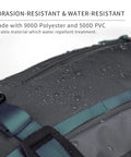 Close-up of All Day Ski Hydration Backpack 30L For Snowboard Touring With Water Resistant 900D Polyester fabric and water droplets