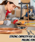 Top Shelf Wire Pulling Grips Set Includes Two Galvanized Steel Cable Puller Socks For Effortless Light Or Heavy Wire Fishing Rustproof Construction With Rock Solid Jaw Design To Lock Cables Down On Every Job Site Pull with a woman using cable puller.