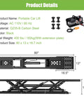 Diagram of Beefy 7000 Lbs Portable Car Lift With 26.8 Inch Max Height Four Column Quick Jack showing dimensions and details