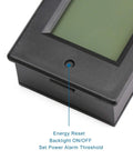 Close-up of Portable Digital Multimeter For DC 8 To 100V And 20A Power And Energy Meter with LCD display featuring control buttons.