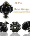Pumpkin Ceramic Cabinet Knobs Set For Black Vintage Drawer Pulls With Mounting Screws 10 Pc Dresser Hardware displayed