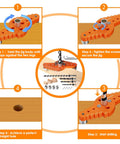 Instructional guide showing the Pro Grade Dowel Jig Kit for Floating Shelves and Hidden Brackets with One Half Inch Drill Bit in use.