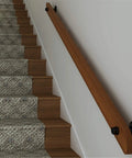 Heavy Duty Wall Mount Stair Railing Handrail Kit For Modern Lofts And Homes Durable Stainless Steel Safety Rail with wooden grip.