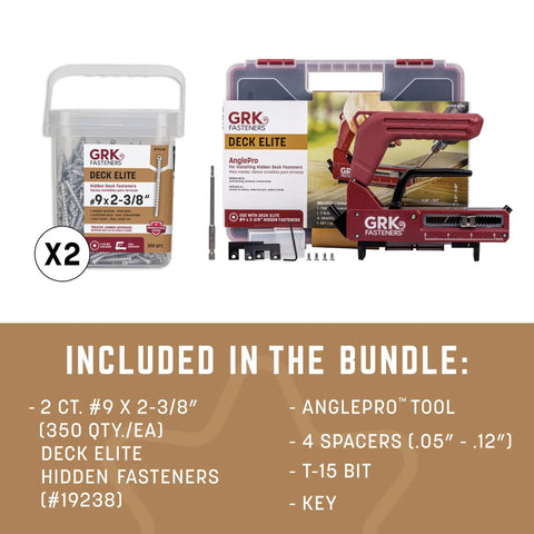AnglePro Hidden Fastening Deck Kit With Screws For Composite Boards Features Heavy Duty Installation Hardware and adjustable clips included in bundle.