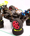 Three Pack Aluminum 25T Steering Servo Arm Horn Set For DIY RC Cars Boats And Planes, 31mm Length, 7mm Thick, 3mm Holes, High Torque Coreless Servo Accessory In Purple, installed on RC car