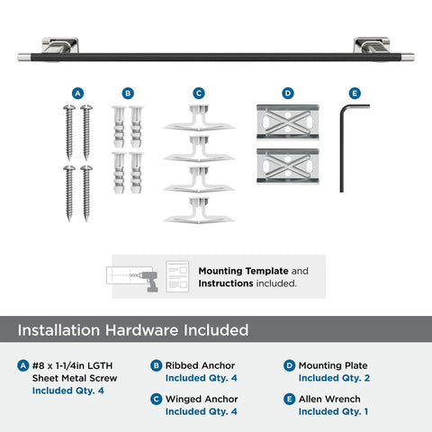 Slick Polished Nickel And Black Bronze Towel Bar, 24 Inch Towel Rack With Knurled Texture, installation hardware included