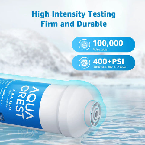 Heavy Duty Inline Water Filter Replacement For Reverse Osmosis Systems No Fuss Swap Nsf Ansi 42 Certified Post Carbon Filter close-up with testing labels.