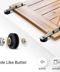 4 Ft Sliding Barn Door Hardware Track Kit For 24 Inch Wide Single Door, Ultra Quiet Glide With Ball Bearing Rollers, steel top view