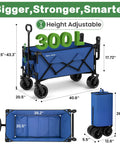 Foldable Push And Pull Beach Wagon With Dual Handles And All Terrain Wheels 500 Lb Capacity Collapsible Utility Cart, blue