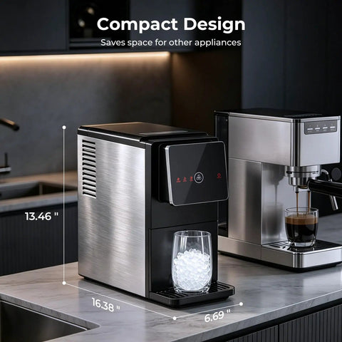 Countertop Nugget Ice Maker With High Output 33 Lbs Per Day Automatic Ice Dispenser Self Cleaning Portable Ice Machine in kitchen