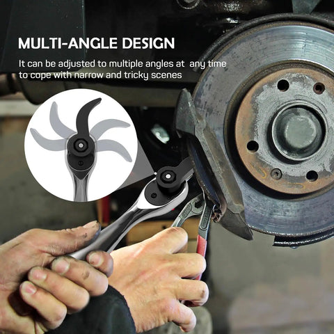 2 Pack Pry Bar Wrench Adapter Head For Half Inch Drive Ratchets in use on auto brake rotor showcasing multi-angle design
