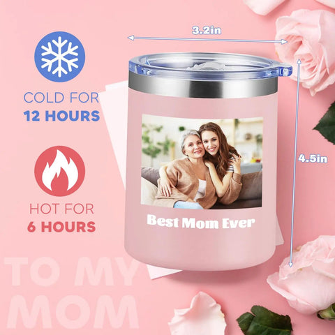 Custom 12oz Stainless Steel Tumbler With Lid, Double Wall Vacuum Insulated Cup For Office And Gym, Personalized With Photo Logo Or Text, Keeps Drinks Hella Cold, Navy Bulk Sip Gear Set on a pink background.