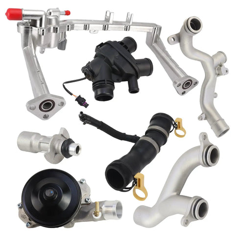 Heavy Duty Aluminum Cooling System Replacement Kit For Jaguar And Land Rover 2010 To 2020 3.0L 5.0L Engines showing various components.