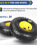 Heavy-Duty 4.10/3.50-4 Rubber Tire And Wheel Set With 2.25-Inch Offset Hub And 5/8-Inch Sealed Bearings For Hand Trucks Trolleys Dollies
