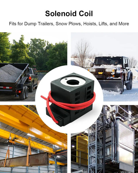 12V DC 16W Solenoid Coil With Single Lead Wire For Hydraulic Power Units And Lift Dump Systems Compatible With Valve Stem Series 08 80 88 98