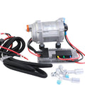 Heavy Duty 12 Volt Electric AC Compressor For R134a Systems Plug And Play Drop In Swap No Headache Replacement with wiring harness.