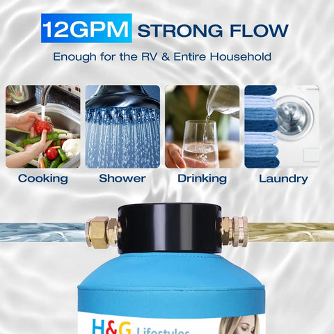 12GPM Top Notch Garden Hose Iron Filter For Rv Campers And Households, ideal for cooking, shower, drinking, and laundry.