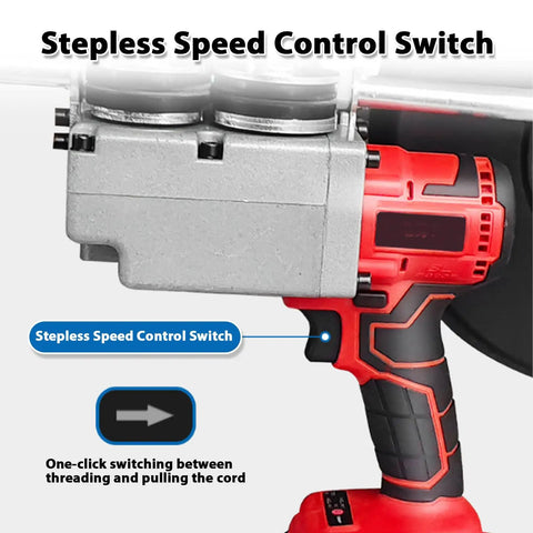 Heavy Duty Brushless Wire Tugger Electric Cable Pulling Machine showing stepless speed control switch for versatility in use.