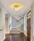 Modern Ceiling Light Fixture Mini Flush Mount Crystal Chandelier For Hallway Bedroom And Bathroom, gold finish in hallway