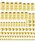 108-piece brass compression tube fittings kit with unions and ferrules, sizes 1/8–1/2 in OD