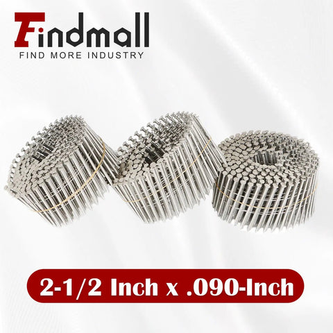 Coiled Stainless Steel Ring Shank Siding Nails Two And A Half Inch By Ninety Thousandths Inch 304 Stainless Steel CN65 CN70