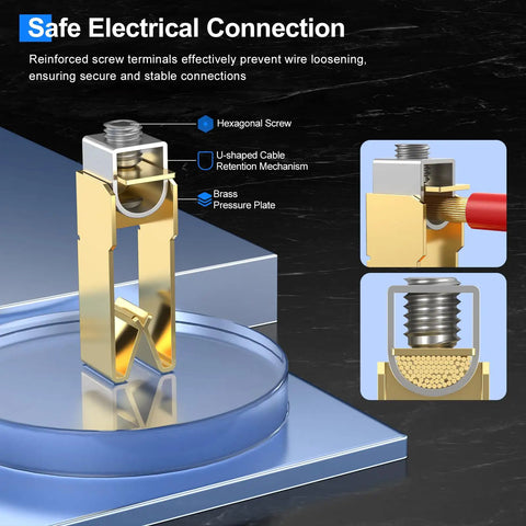 Beefy 50 Amp EV Outlet 14 50R Receptacle For 240V Level 2 Charging, electrical connections with hexagonal screw and brass plate
