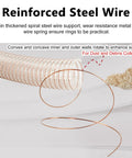 Built Tough Flexible Dust Collector Hose Featuring Puncture Resistant Walls And Snug Seal Clamp For No Fuss Heavy Duty Woodshop Smoke Extraction Work, showing reinforced steel wire and suction design.