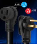 Beefy Heavy Duty Welder Extension Cord 50 Amp SOOW 6 AWG NEMA 6 By 50 Welding Cable connectors close-up