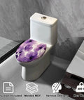 Elongated Toilet Seat Replacement Slow Close for Bathroom with purple floral design on a molded MDF seat, supports up to 400 lbs.