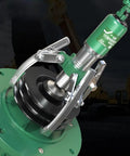 Close-up of Heavy Duty Hydraulic Gear Puller Built Tough With Seamless Forged Steel Jaws for bearing extraction.