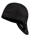 Reversible Welding Cap for Welders, Thick 10 Oz Fireproof Cotton Beanie, Black, 8-Panel Protection, shown side angle, Size 7 1/4