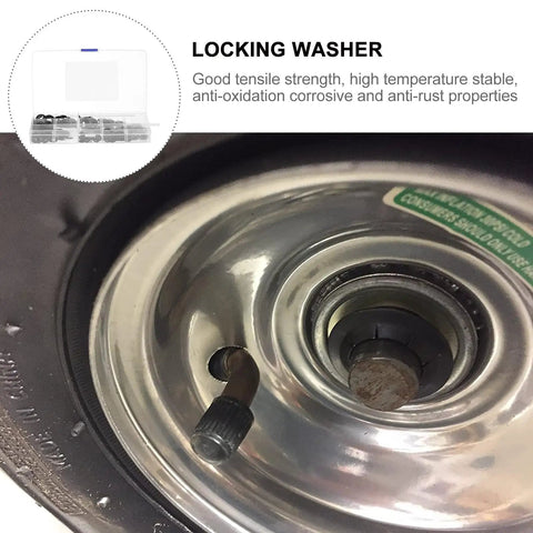 340 Piece Push On Locking Washers Kit With Black Tooth Washers, corrosion resistant metal washer with anti-oxidation properties