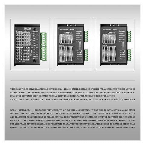 TB6600, DM542, DM556 drivers for Nema 23 CNC Stepper Motor Kit 3A 1.2Nm With Optional TB6600 DM542 DM556 Drivers And 36V Switching Power Supply