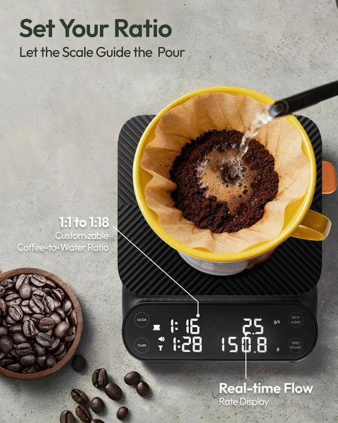 Barista Grade Coffee Scale With Timer 3Kg Capacity 0.1g Precision Rechargeable Digital Scale 3 Brew Modes Pour Over Display