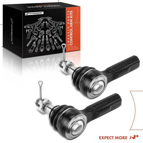 Two Pack Front Outer Tie Rod Ends 14 mm Thread Compatible With Nissan Frontier Xterra Pathfinder Armada J30 Q45 QX4 M45 Four Wheel Drive Models Infiniti SUVs Beefed Up Handling, black steel pair