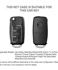 Volkswagen Key Fob Cover showing front and back views, compatible with models like Jetta, Golf, and Beetle. For VW key protection.