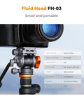 Travel Ready Compact Fluid Head For Tripods With Pan And Tilt Arca Swiss Compatible, side view showing compact FH-03.