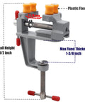 Rock Steady Mini Bench Vise Snags Loose Pieces For Jewelry Woodcarving And Watch Repair with 1-1/8 inch clamping width and 5-1/2 inch height.