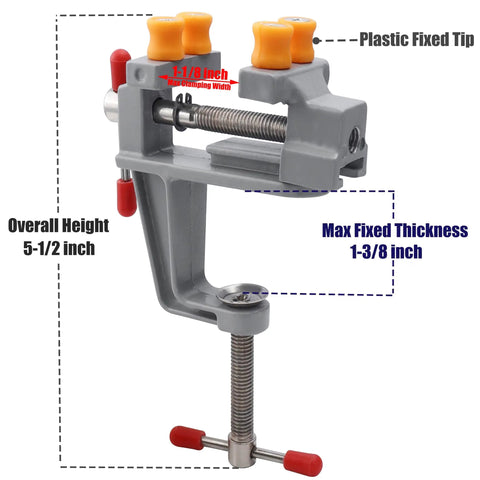 Rock Steady Mini Bench Vise Snags Loose Pieces For Jewelry Woodcarving And Watch Repair with 1-1/8 inch clamping width and 5-1/2 inch height.